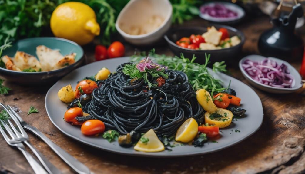 complementing squid ink pasta