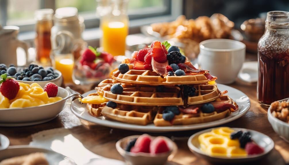 waffles and delicious sides