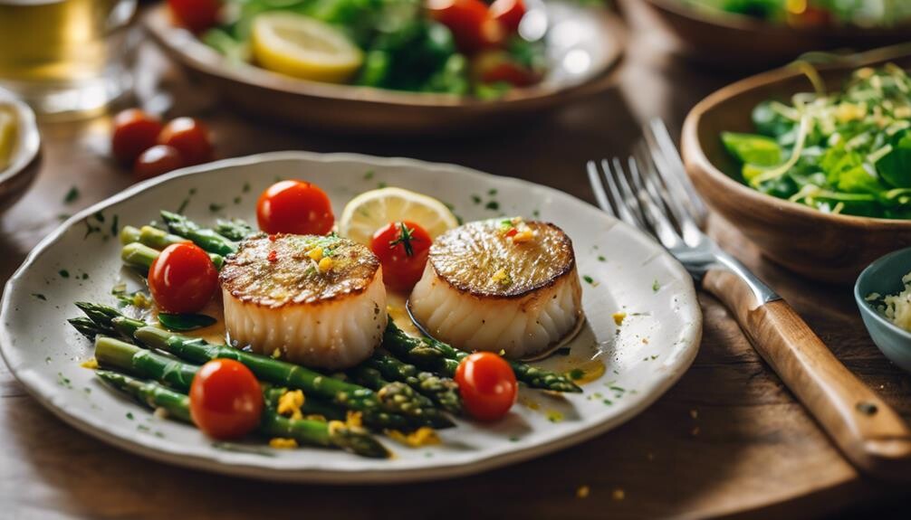 scallops with delectable sides